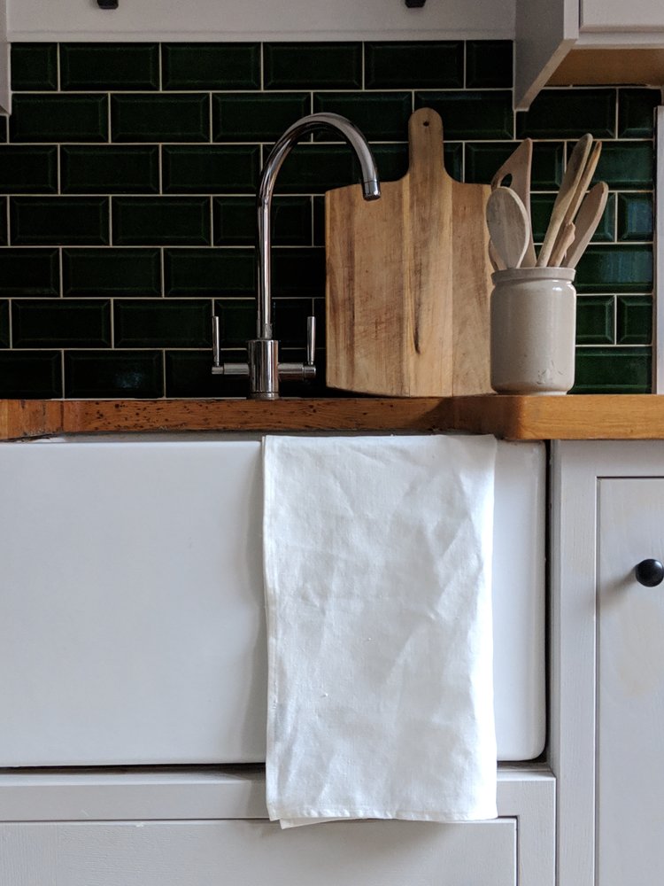 White linen tea towel